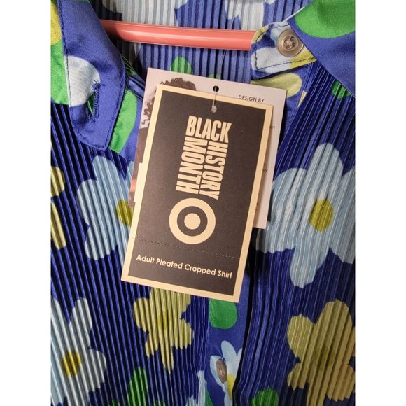 Black History Month Sammy B Size 2X Womens Top Blue Floral Crinkle Pleated NWT - Picture 4 of 7